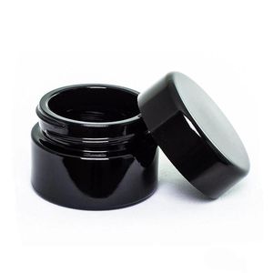 Black Glass Jar 5ml with Classic Screw Lid Empty Dab Jars Concentrate Container High quality DHL Free