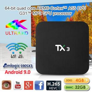 TX3 Amlogic S905X3 Android 9.0 TV Box 4GB + 32GB 2.4G + 5G WiFi Smart TV BOX Better Than X96 Mini TX3 Mini TX6