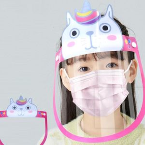 Safety Transparent Child Face Shield Child Protective Masks Cartoon Animal Anti Spitting Fog Splash Clear Reusable Facial Cover ZCGY69