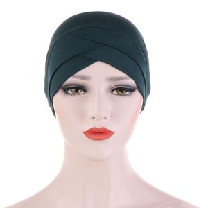 2020 de Nova mulheres muçulmanas elástico de seda Turban Hat Headwrap Chemo Gorros Hat Bandana Scarf Hijab Cap Headwear