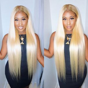 Ishow Brazilian 613 Blonde Color Straight 13x1 T Part Human Hair Wigs for Women All Ages Lace Front Wig Peruvian Malaysian