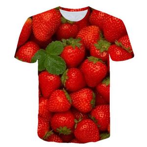 Jordgubbe T-shirt 3D-tryck T-shirt Män Kvinnor T-tröja sommarutslagsplats Harajuku Toppar Streatwear Short Sleeve O-Neck