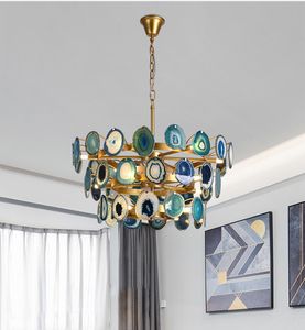 Nordic Agate Chandelier Creative Color Restaurant Suspension Light creative Stair Agate Stone Chandelier LED Chandelier Light