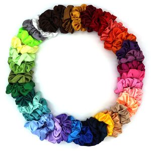 39 Renkler Kore Kawaii Saten Saç Scrunchies Kadınlar Elastik Saç Bantları Kızlar Headwear Attail Tutucu İpeksi Saç Aksesuarları