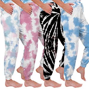 Mulheres Tie Dye solto Yoga Pants Palazzo Calças calças largas longas Homewear Maternidade Bottoms 4 cores HHA1548