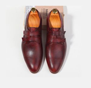 새로운 패션이 남성의 접착 정장 구두는 정품 가죽 옥스포드 슈즈 영업소 낮은 뒤꿈치 신발 - 발가락 지적