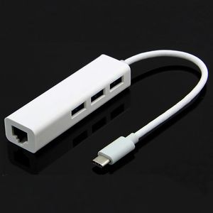 Szybkie złącza piasty USB Typ C do adaptera Ethernet 3 porty RJ45 10 / 100Mbps karta sieciowa LAN Adaptery USB-C dla MacBooka