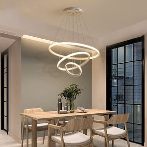 Led Chandelier Modern 3/4/5 Rings Circle Hanginglamp White/Black/Coffee Living Dining Room Kitchen Chandelier Lighting