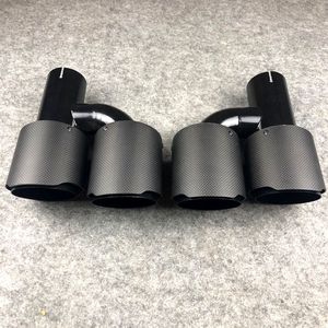 2 Pieces H Style Glossy Black Stainless Steel Exhaust Muffler Pipe Auto Matte Carbon Fiber Car Universal Tips