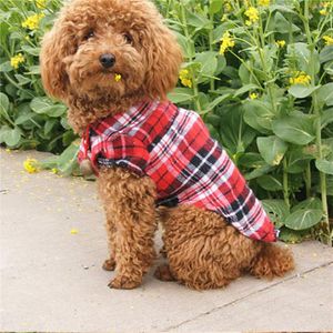 Cute Pet Plaid Shirts Pet Fashion Clothes Button Puppy Coat Dog Apparel Pet Supplies for Spring Summer Autumn