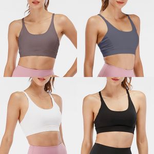 Sport Bra Lu Yoga Bra Kvinnor Underkläder Match för Yoga Leggings Cross Back Shockside Vest Gym Kläder Kvinnor Running Fitness Tights