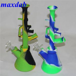 Silicone bong Hookahs with glass bowl Diffuse coloured Portable Smoking Water pipe Oil Rig 11 inch Dab Rigs