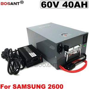 60V 40Ah Elektrikli bisiklet lityum pil E-bisiklet Pil 60V 3000W Samsung için 18.650 hücre + bir metal kutu + 5A Şarj 100A BMS