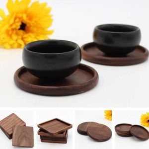 Black walnut wooden coaster Retro Insulation Cup Mat Household Square Round Coaster Insulation pads Free Shipping LX3327