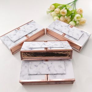 Custom Private Logo Eyelash Box for 25mm Mink False Eyelashes Marble Marble Folio Magnetic Lash Box