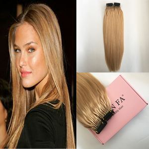 Color #27 Silky Straight Full Head Real Human Hair Extensions a Nicer Experience to Wear Honey Blonde 6D Hair Extensions