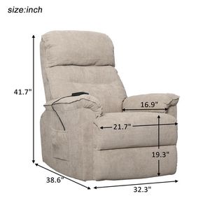 US Stock Power Lift Chair Weicher Stoff Recliner Lounge Wohnzimmer Sofa mit Fernbedienung PP192501AAA