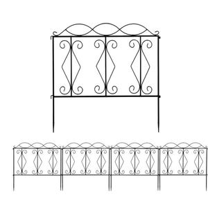 Metal Garden Fence Garden Fencing Panels Animal Barrier Outdoor Iron Edge Fencing for Landscape Folding Flower Bed Fence Gate 4 pcs