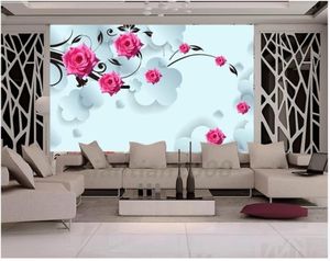 Пользовательские фрески фото Обои 3d настенные настенные бумаги современные роза цветочная роспись для гостиной 3D стерео фон стены бумаги украшения дома