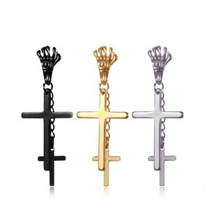 allergic free hand cross earrings Dangle stainless steel black gold chain earrings for women men hip hop fashion jewelry will and sandy