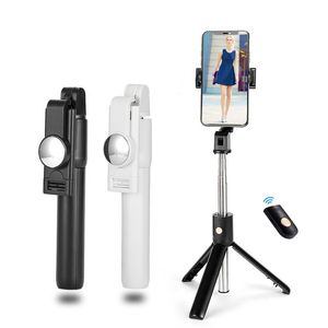 K10 3 w 1 Bezprzewodowy Bluetooth Selfie Stick with Lustro Tripod Składany Monopod Handheld dla iPhone Xiaomi Tiktok Video Call 150 sztuk / partia