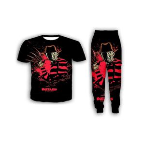 Neue Mode Damen/Herren A Nightmare on Elm Street Freddy Krueger Lustiges 3D-Druck-T-Shirt + Joggerhose Lässige Trainingsanzug-Sets S19
