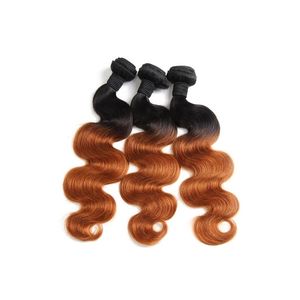 Melhor cabelo virgem brasileiro grau 10A Ombre mel castanho cabelo humano trançado 3 pçs 300g cabelo virgem não processado cor de textura lisa e macia #1b/30