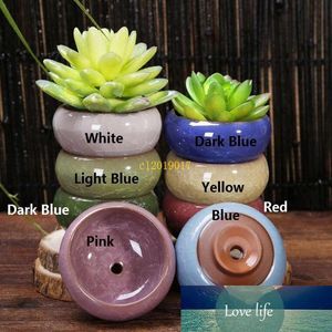 Potenciômetro de flor de cerâmica de porcelana de gelo com furo decoração de casa mini flowerpot para plantas plantas carnudas de plantas