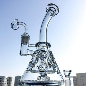 9 tumsbeaker Bong Fab Egg Mini Recycler Dab Rigs Duschhuvud Perc Vattenrör Små oljeplatta Klar hookahs med Banger Bowl