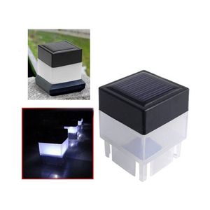 outdoor Solar Lawn Lamps Post Cap Light Square Solar Powered Pillar Light For Wrought Iron Fencing Front Yard Backyards Gate