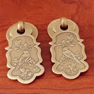 Chinese antique Magpie drawer knob furniture hardware Classical wardrobe cabinet shoe door handle closet cone vintage pull