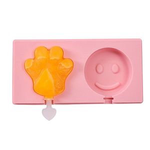 Cartoon Silicone Snowman Heart Paw Ananas frukt Djur Glass Pop Mold Popsicle Maker Lolly Mold Bricka