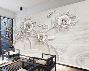 Romantik Çiçek 3D Duvar Kağıdı Nefis Avrupa Desen Takı Gül TV Kanepe Arka Plan Duvar İpek Mural Duvar Kağıdı