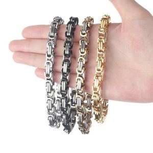 Svart / guld / silverfärg Armband Byzantinskänkskedjor Starkt rostfritt stål Armband Male Hip Hop Smycken Män 8mm kedja