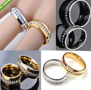 30Pcs Golden Silver Zircon Comfortable stainless steel rings wholesale lot