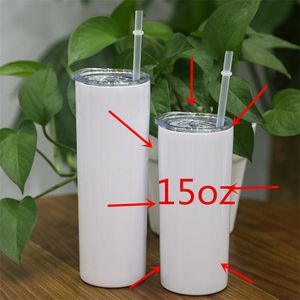 Factory Price Sublimation 15oz Tumbler Cups Economical Stainless Steel Skinny Tumblers Water Bottles for Kids Coffee Car Mugs Travel for Men