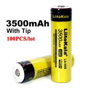 100pcs/lot LiitoKala Lii-35S 18650 battery 3.7V 3500mAh Rechargeable lithium for LED Flashlight+DIY Pointed