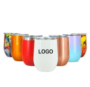 Logotipo personalizado 8oz 12oz de vinho tumbler garrafa isolado ovo de vácuo forma de barriga térmica térmica tumbler de aço inoxidável