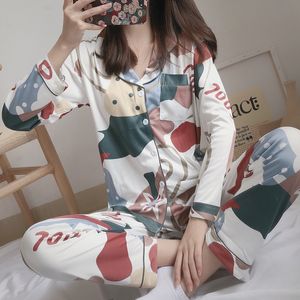 Women's Sleepwear Sexy Pajamas Sets Long Sleeve Top + Pants Autumn Winter Cute 2 Pieces Pyjama Pj Sets Ladies Cute Homewear T200825