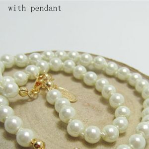 Women Girl Kids Pearl Short Chain Necklace Rhinestone Orbit Pendant Necklace for Gift Party Fashion Jewelry Accessories High Quality