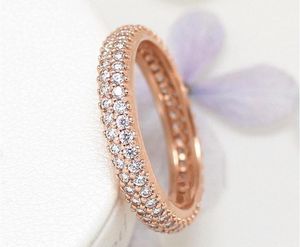 S925 Sterling Silver RINGS With Cubic Zircon Original box For Pandora Fashion ring Valentines Day Rose Gold Wedding Ring Women