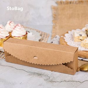 StoBag 20pcs Baking Packaging Kraft Paper White Cardboard Macaroni Box Biscuit Box Western Point Box Cake