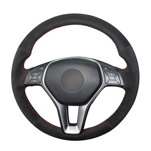 DIY Black Suede Leather Car Steering Wheel Cover for Mercedes Benz A-Class 2013-2015 B-Class 2011 2012 2013 2014 CLA