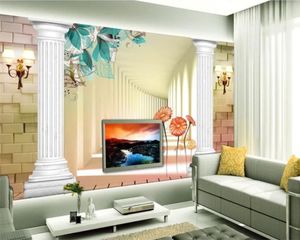 Living 3D papel de parede 3d papel de parede para quarto 3D espaço europeu estilo coluna romana flor tv fundo parede parede wallpaper