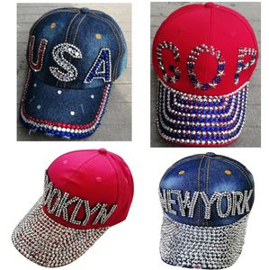 5 Types Trump Ponytail Ball Cap USA hat Election Campaign Hat Cowboy Diamond Cap Adjustable Snapback Women Denim Diamond Hat EEA1991