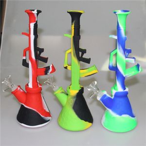 ak47 silicone beaker bongs hookah with glass bowl 5ml Silicon Container Reclaimer Ash catchers for Smoking