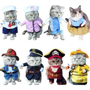 猫の衣装のための面白い猫の服海賊服corsairハロウィーンの服ドレスアップ猫パーティーコスチュームスーツ243k