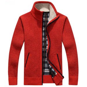 Sighipli masWater Spessi maglioni con cerniera cardigan calda Sueter Masculino Pull Mens Stand Collar Plus Velvet Sweter Autumn Inverno Coats