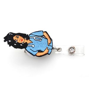 10st Lot Medical Key Rings kände utdragbar svart sjuksköterskeform Badge Holder Reel för Gift334e