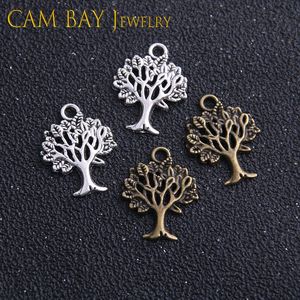 100pcs 21*16mm 6 Colors Alloy Tree Charms Bronze Metal Pendants Charm for DIY Necklace & Bracelets Jewelry Making Handmade Crafts